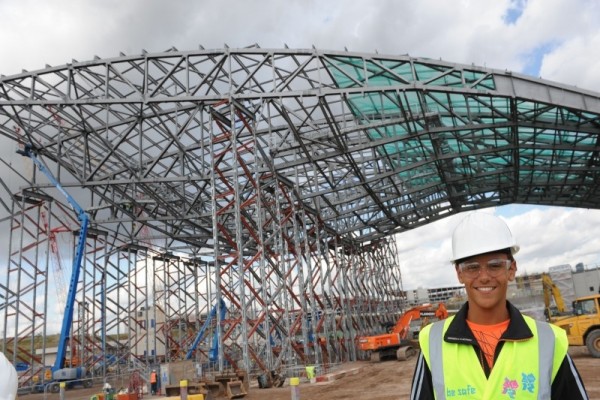 Aquatics Centre during construction