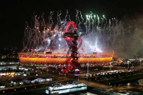 Fireworks across the Olympic Park